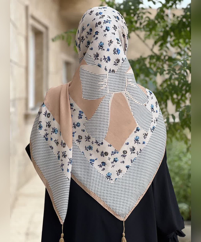 روسری سوپرکرپ طرح پاپیون گلریز قواره ۱۴۰، نمای طرح و رنگبندی