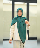 روسری کرپنخ طرح شکوفهباران قواره ۱۴۰، سبز یشمی