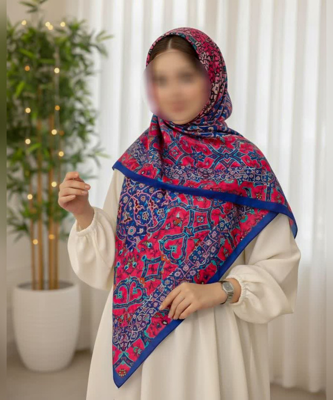 روسری نخی طرح کاشی قواره ۱۴۰