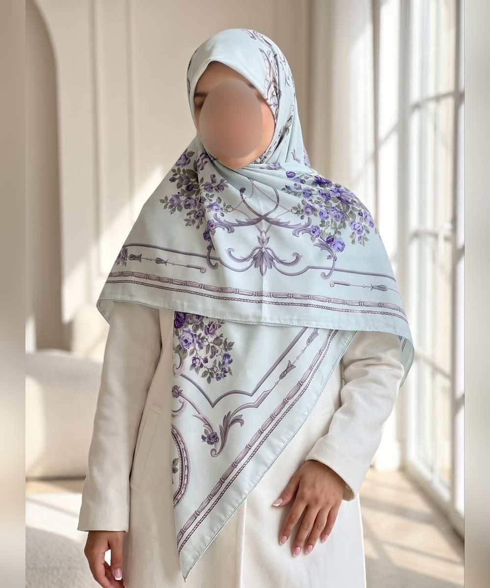 روسری ابریشم طرح گلآرا قواره ۱۳۵