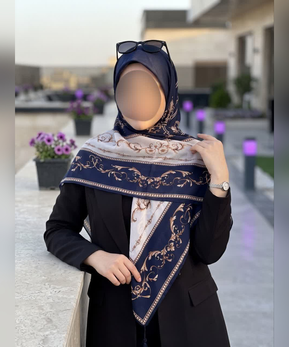 روسری کرپ‌نخ طرح زرنگار قواره ۱۴۰