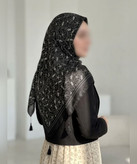 روسری نخی طرح گل خطی قواره ۱۴۰