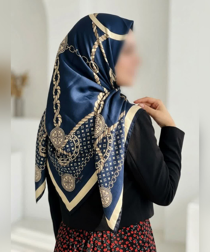 روسری نخی طرح زنجیر و سکه قواره ۱۴۰