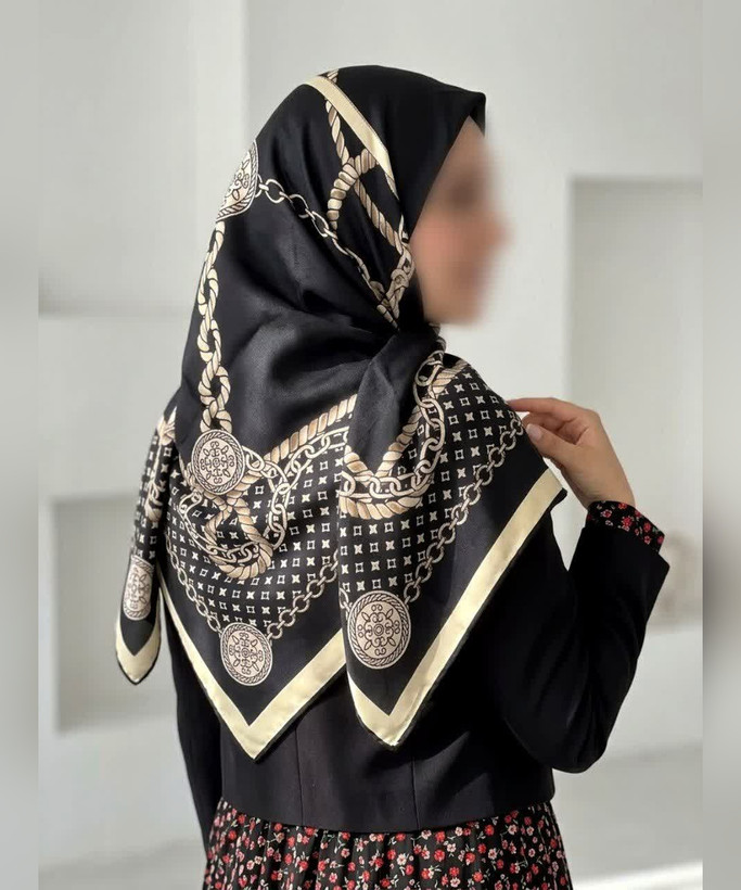 روسری نخی طرح زنجیر و سکه قواره ۱۴۰