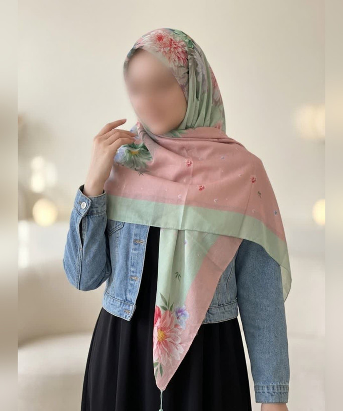 روسری سوپرکرپ طرح گلستان آبرنگی قواره ۱۴۰