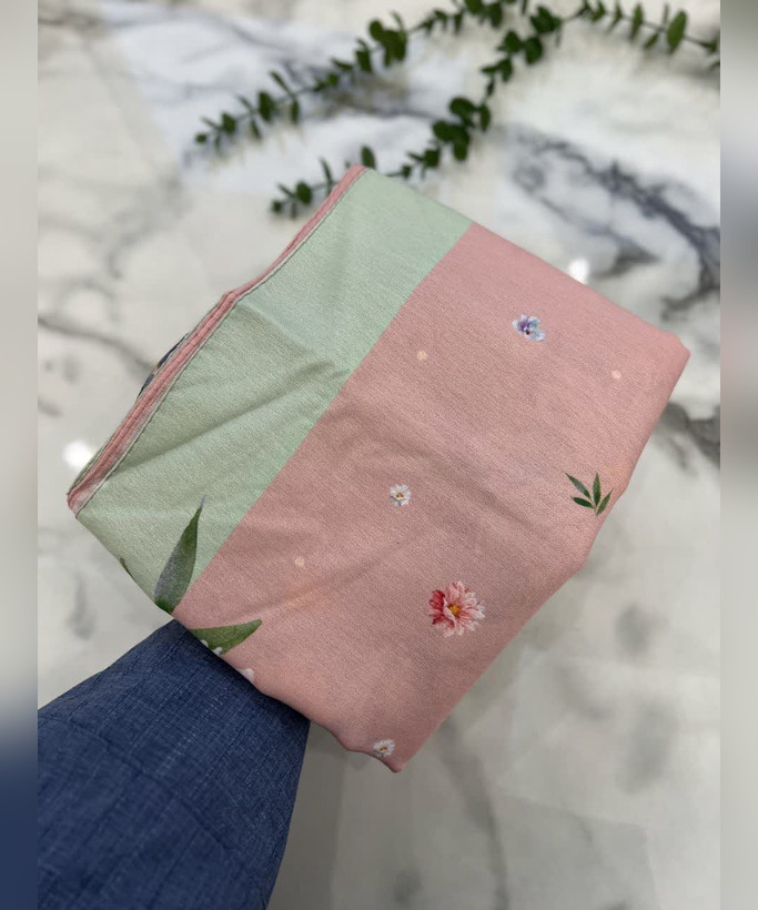روسری سوپرکرپ طرح گلستان آبرنگی قواره ۱۴۰