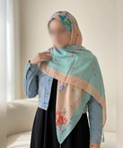 روسری سوپرکرپ طرح گلستان آبرنگی قواره ۱۴۰