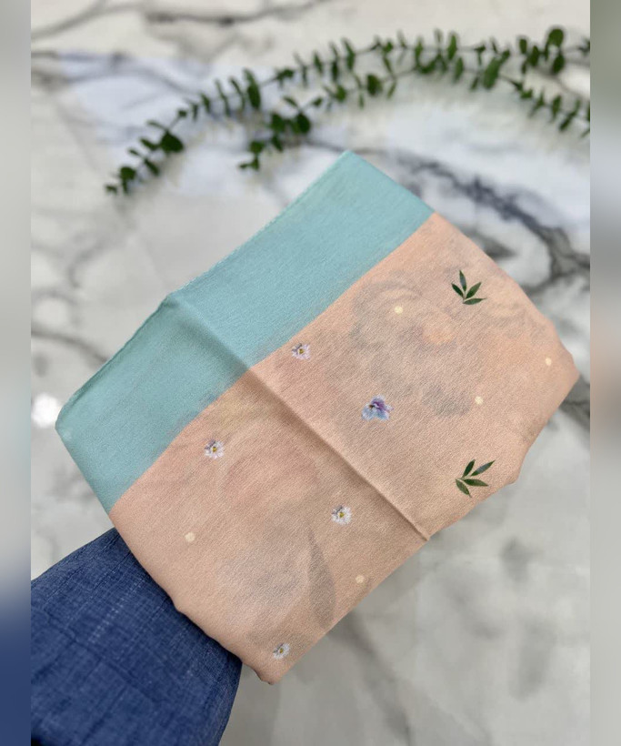 روسری سوپرکرپ طرح گلستان آبرنگی قواره ۱۴۰