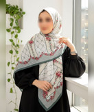 روسری سوپرکرپ طرح رز و لوزی قواره ۱۴۰