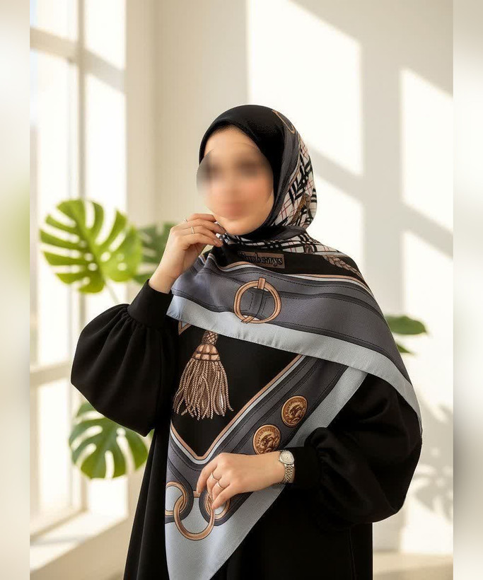روسری سوپرکرپ طرح سگک و منگوله قواره ۱۴۰