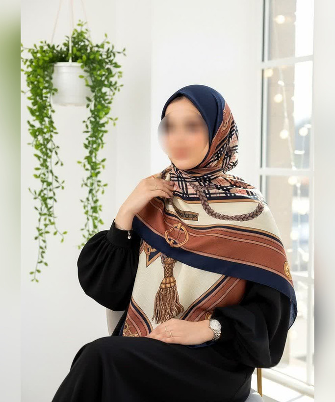 روسری سوپرکرپ طرح سگک و منگوله قواره ۱۴۰