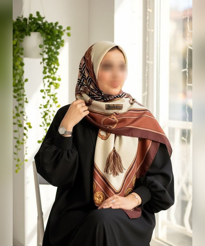 روسری سوپرکرپ طرح سگک و منگوله قواره ۱۴۰